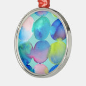 Blauw koele aquarel abstracte kunst metalen ornament (Links)