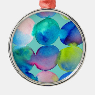 Blauw koele aquarel abstracte kunst metalen ornament