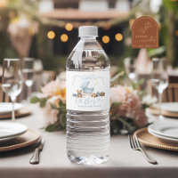 Blauw Kokette Koets Baby Shower Fles Label
