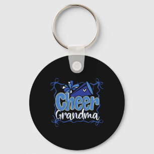 Blauw Kokette Pom Poms Strik Cheer Oma G-ma Chee Sleutelhanger