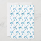 Blauw Kokette Strik Baby Borrel Kaart (Achterkant)