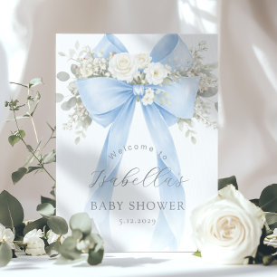 Blauw Kokette Strik Baby Jongen Shower Welkom Poster