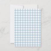 Blauw kokette strik gingham jongens babyshower bedankkaart (Achterkant)