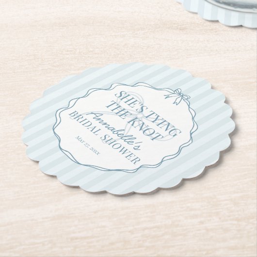 Blauw kokette strik pastel bruids-shower brunch kartonnen onderzetters (Gekanteld)