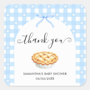 Blauw Kokette Taart Baby Shower Dankjewel Vierkante Sticker