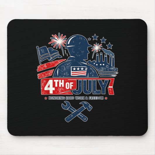 Blauw Kollateraal 4e Juli Amerikaanse Arbeider Pat Muismat (Voorkant)
