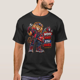 Blauw Kollateraal Trots Werk Hard Blijf Hard Dag v T-shirt