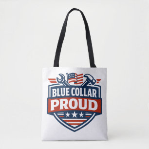 Blauw Kollaterale Trots Amerikaanse Arbeider Tote Bag