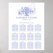 Blauw koloniaal huis/herenhuis/Manor zitlijst Poster (Voorkant)