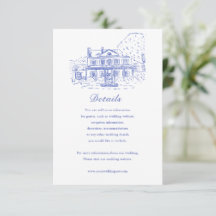 Blauw Koloniaal Huis/Herenhuis Trouwdetails Kaart