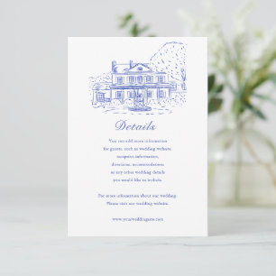 Blauw Koloniaal Huis/Herenhuis Trouwdetails Kaart