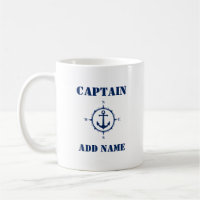 Blauw kompas Anker Captain Voeg naam of bootnaam t