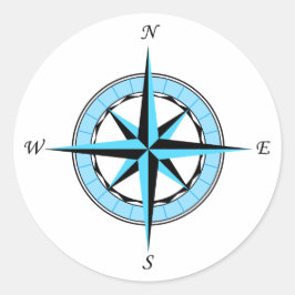 Blauw kompas Roos nautische icoon Ronde Sticker