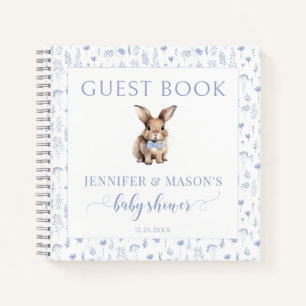 Blauw konijn babyshower gastboek cadeau notitieboe notitieboek