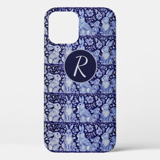 Blauw Konijn Familie Bloemendelfts Dedham Monogra Case-Mate iPhone Case (Achterkant)