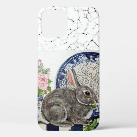  blauw konijn Floral Dedham Delft Animal Cas Case-Mate iPhone Case (Achterkant)