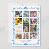 Blauw Konijn Folk Art Wat Een Jaar In Overzicht 12 Feestdagenkaart (Voorkant)