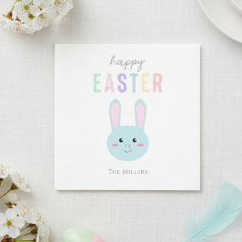 Blauw Konijn Gelukkig Pasen Schattig Kawaii Eenvou Servet
