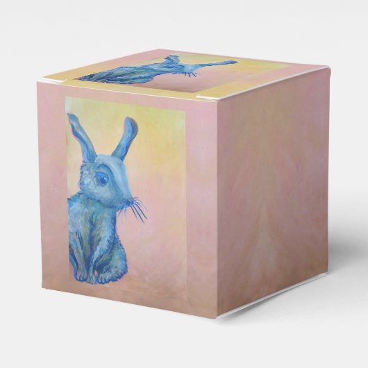 Blauw konijn geschenkdoos bedankdoosjes (Voorkant Zijde)