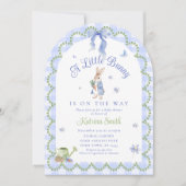 Blauw Konijn Gingham Baby Shower Kaart (Voorkant)