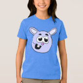 Blauw Konijn Hoofd Tri-Blend Shirt (Voorkant)