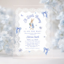 Blauw Konijn Kant Baby Shower