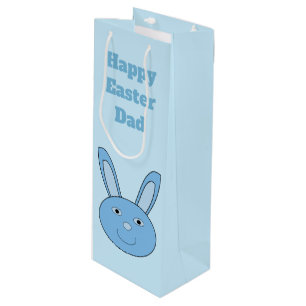 Blauw Konijn Konijn Gezicht Lente Pasen Custom Wijn Cadeautas