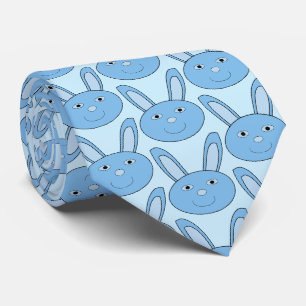 Blauw Konijn Konijn Gezicht Lente Pasen Patroon Stropdas
