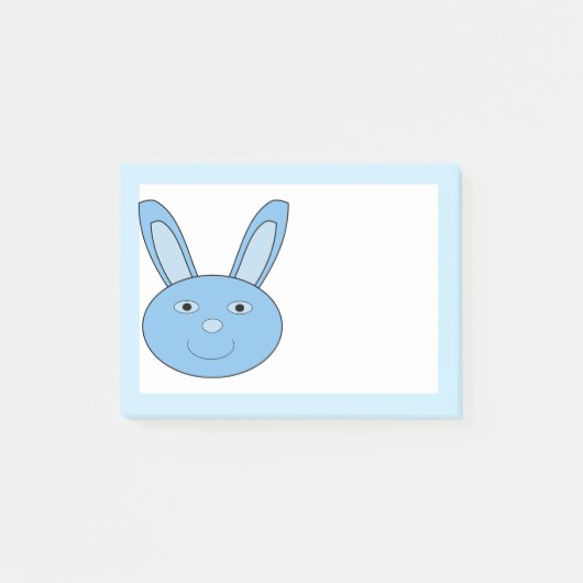 Blauw Konijn Konijnengezicht Lente Pasen Post-it® Notes (Voorkant)