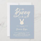 Blauw Konijn Modern Boy Baby Shower Kaart (Voorkant)
