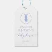 Blauw konijn Pasen lente baby shower bedankt Cadeaulabel (Voorkant)