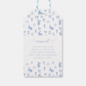 Blauw konijn Pasen lente baby shower bedankt Cadeaulabel (Achterkant)