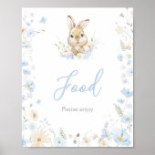 Blauw Konijn Somebunny Baby Shower Eten Poster (Voorkant)