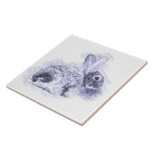 Blauw Konijnenpotlood Etsen Tegeltje (Zijkant)