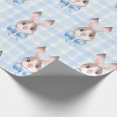 Blauw konijntje cadeau cadeaupapier (Hoek)