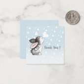 Blauw konijntje hart confetti dank u briefkaarten (Voorkant / Achterkant in situ)