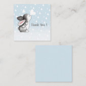 Blauw konijntje hart confetti dank u briefkaarten (Voorkant / Achterkant)