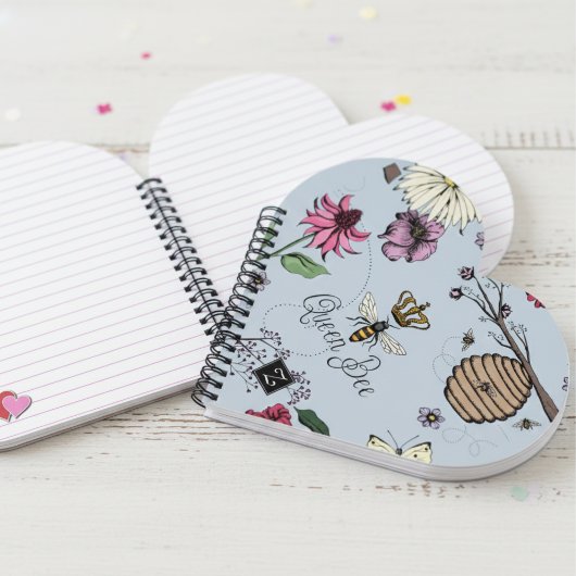  Blauw Koningin Bee & Royal Crown Floral Notitieboek
