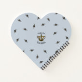  Blauw Koningin Bee & Royal Crown Floral Notitieboek (Achterkant)