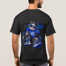 Blauw Koninklijk Beer Streetwear Grafisch T-Shirt