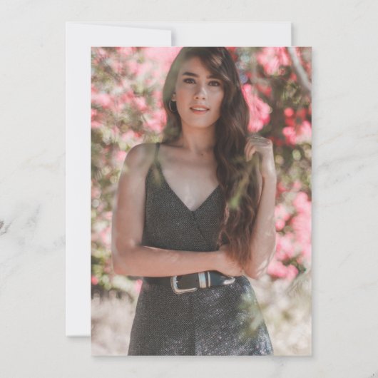 Blauw Koninklijk Bloemstuk Quinceanera Foto Uitnod Save The Date (Achterkant)