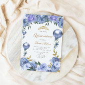 Blauw Koninklijk Bloemstuk Quinceanera Foto Uitnod Save The Date