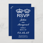 Blauw Koninklijk Huwelijk RSVP (Voorkant / Achterkant)