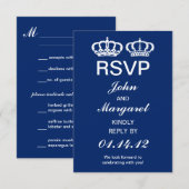 Blauw Koninklijk Huwelijk RSVP Kaartje (Voorkant / Achterkant)