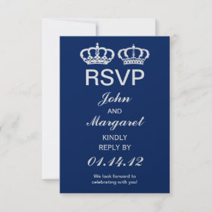 Blauw Koninklijk Huwelijk RSVP Kaartje