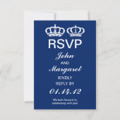 Blauw Koninklijk Huwelijks RSVP Kaartje (Voorkant)