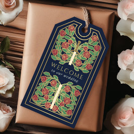 Blauw Koninklijk Middeleeuws Gouden Zwaard Huwelij Cadeaulabel