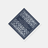 Blauw Koninklijk Middeleeuws Zilveren Zwaard Bruil Servet (Hoek)