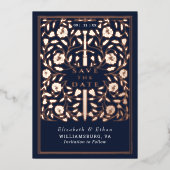 Blauw Koninklijk Middeleeuws Zwaard Huwelijk Save  Folie Uitnodiging (Voorkant)