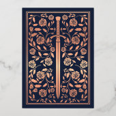 Blauw Koninklijk Middeleeuws Zwaard Huwelijk Save  Folie Uitnodiging (Achterkant)